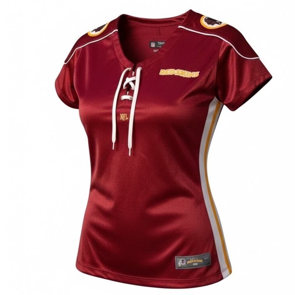 Washington Redskins NFL Womens Lace Up Short Sleeve Satin Stretch Jersey T Shirt